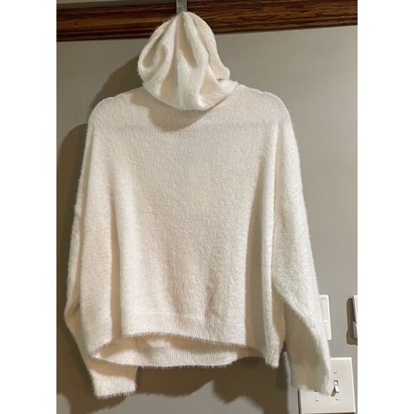 Anthropologie Pilcro Sweater Hoodie Ivory Eyelash Pullover Womens 1X Plus New - Picture 2 of 11